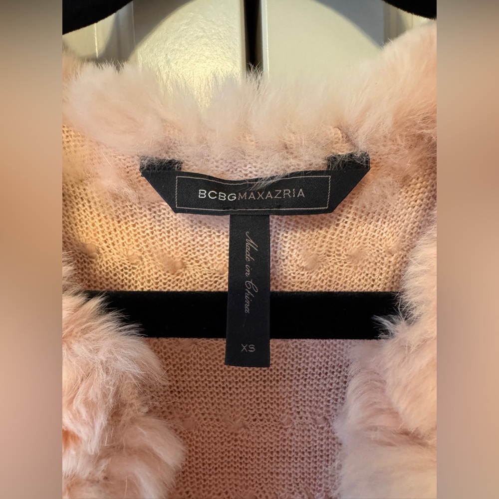 NWOT BCBGMaxAzria Real Rabbit Teddy Jacket - Picture 2 of 3